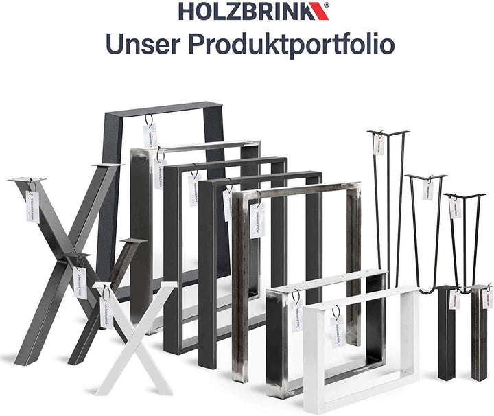 HOLZBRINK Tischbeine Eckig, Möbelfüsse aus Quadratrohr 40x40 mm, Höhe 43 cm, Grau, 4 Stück, HLT-14A-