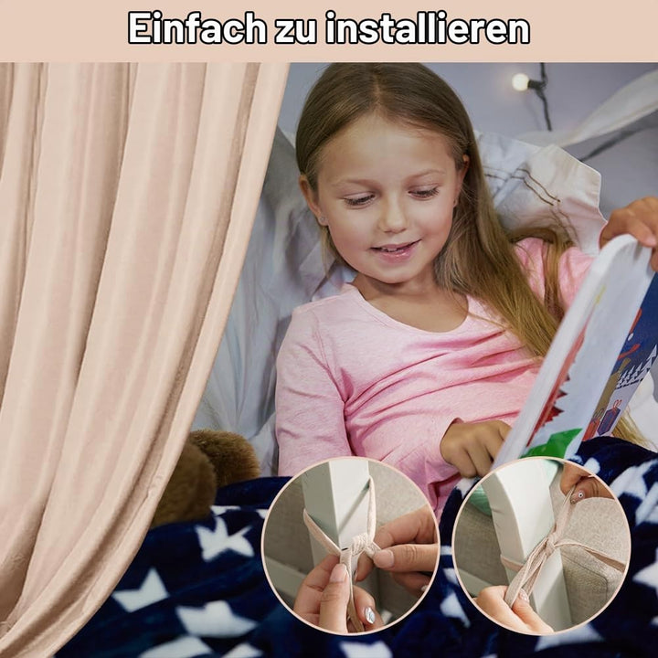 HOTUT Hausbett Himmel,2 Stück Betthimmel Babybett aus Musselin,Weich und atmungsaktiv Baldachin Kind