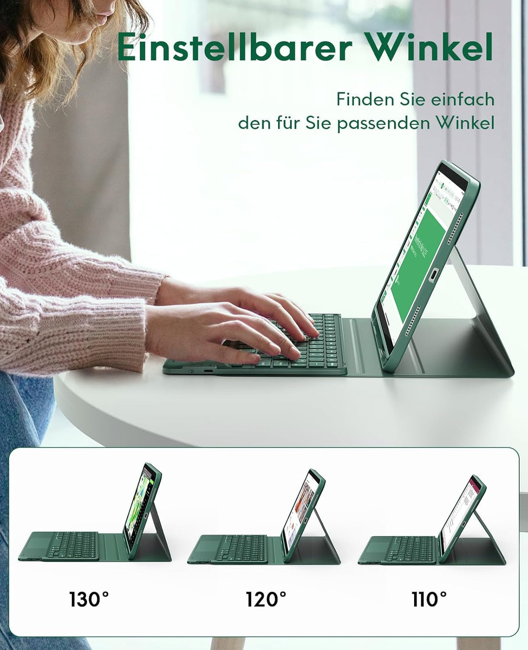 CHESONA Hülle mit Tastatur für iPad 10 Generation/11 Generation A16 2025, 7 Farben Beleuchtung, Mult
