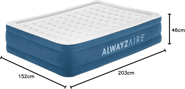 Bestway AlwayzAire Luftbett mit integrierter Doppelpumpe Double XL/Mid 203 x 152 x 46 cm, Grau