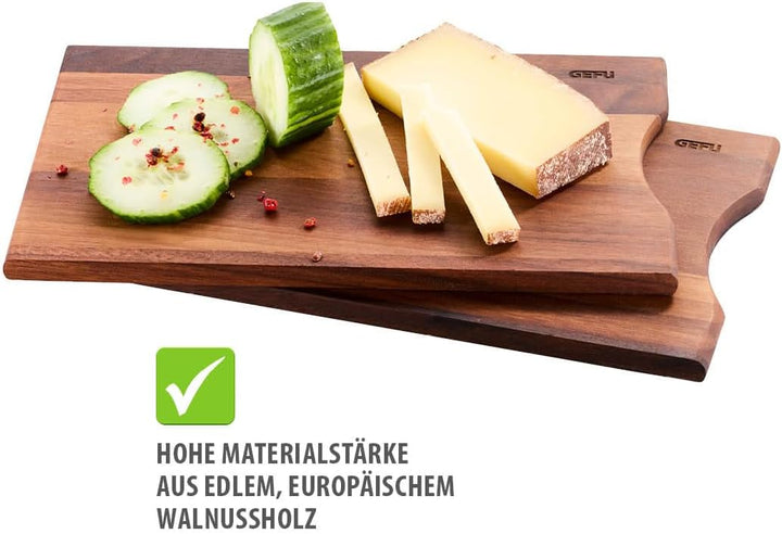 GEFU Frühstücksbrettchen ENNO 2er Set aus Walnussholz | Beidseitig verwendbar, klingenschonend, anti