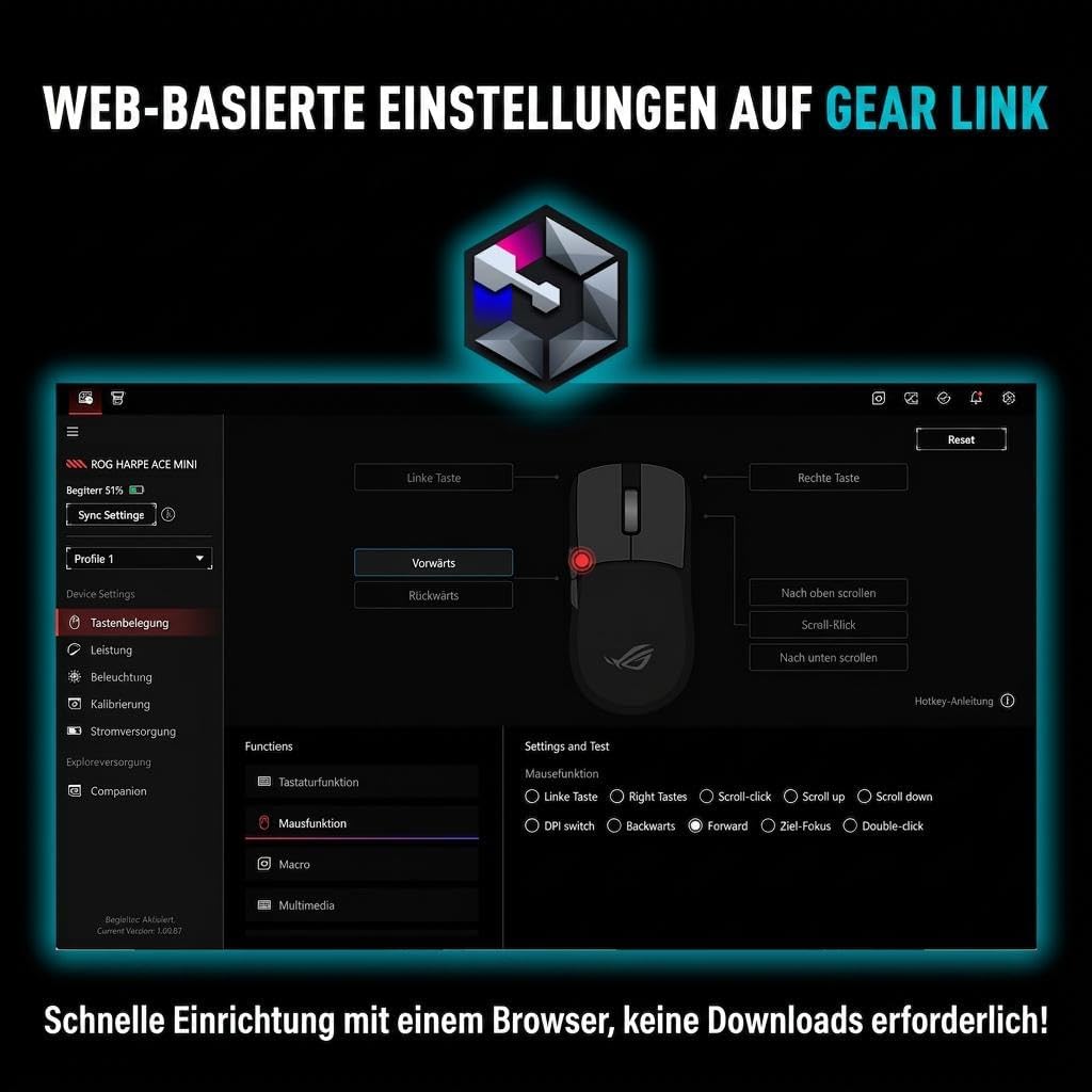 ASUS ROG Harpe Ace Mini ultraleichte E-Sport Gaming Maus (49 Gramm, ROG Micro-Switches, SpeedNova-Wi