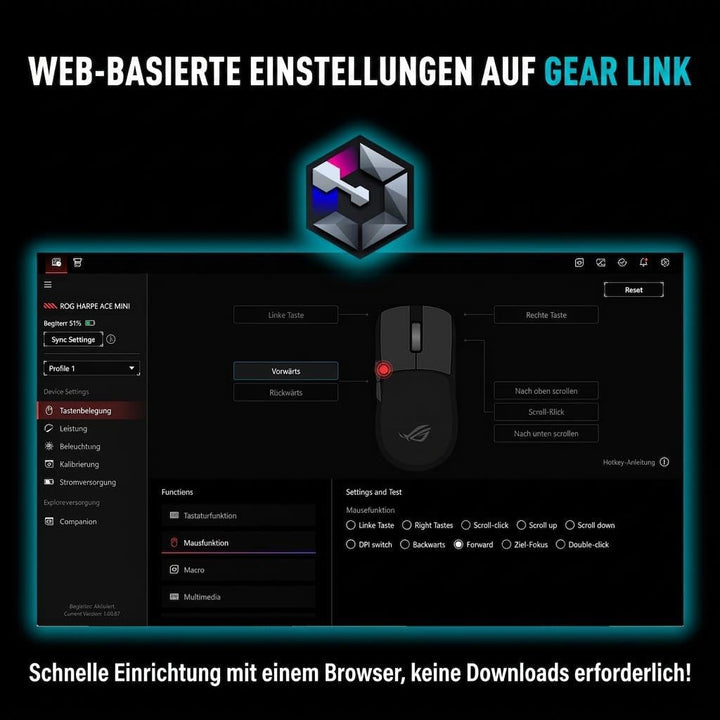 ASUS ROG Harpe Ace Mini ultraleichte E-Sport Gaming Maus (49 Gramm, ROG Micro-Switches, SpeedNova-Wi