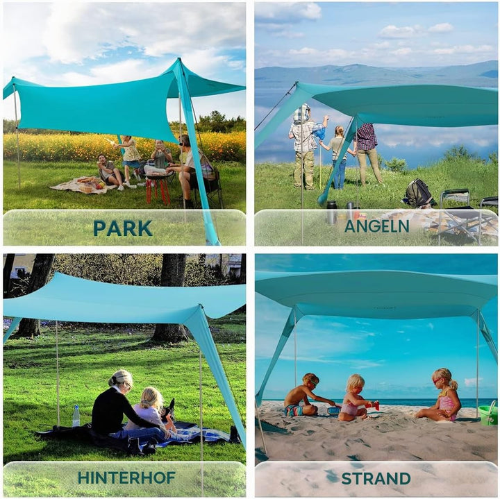 Strandzelt Sonnenschutz Strand zelte strandmuschel Muschel UPF50+ mit Sandschaufel, Erdnägeln und St