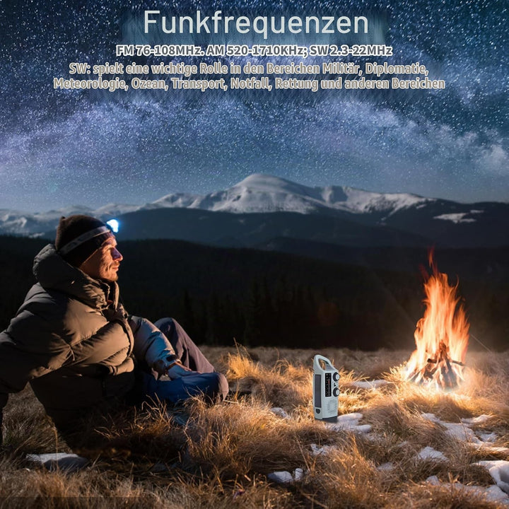 Notfallradio, FM AM SW NOAA Solar Radio Tragbar Kurbelradio mit LED Taschenlampe USB Handy Ladegerät