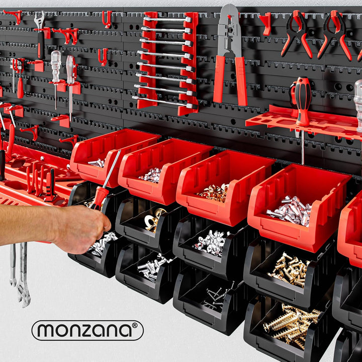 MONZANA® Werkzeugwand 190x54cm 97 tlg. 4 Starke Wandplatten Erweiterbar Werkstatt Lochwand Werkzeugh