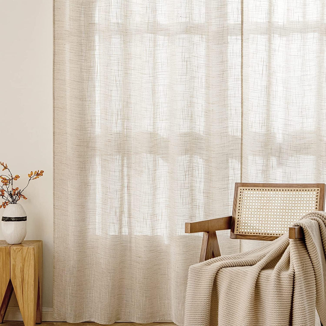 MIULEE Vorhang Gardinen Leinen mit ösen Voile Vorhänge Leinenoptik Gardinen Wohnzimmer Modern Fenste
