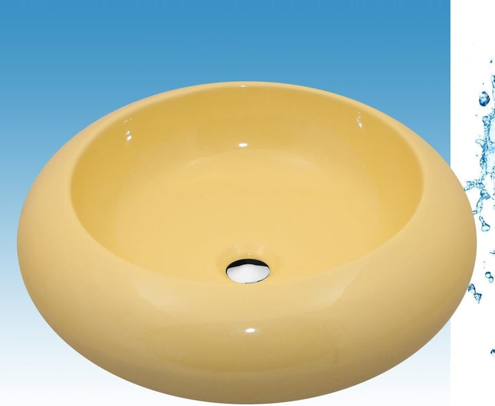 NEG Waschbecken Uno22A (rund) Aufsatz-Waschschale/Waschtisch (gelb) mit breitem Rand und Nano-Beschi
