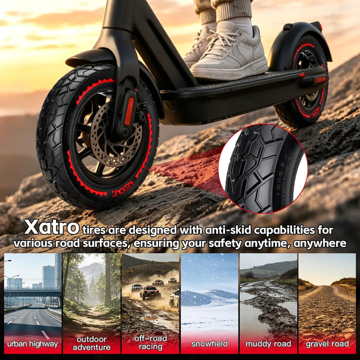 Xastro 2 PCS 10x2,50 E-Scooter Reifen 60/70-6.5 10x2.50 Vollgummi Geländereifen 10x2,5-6,5 Pannensic