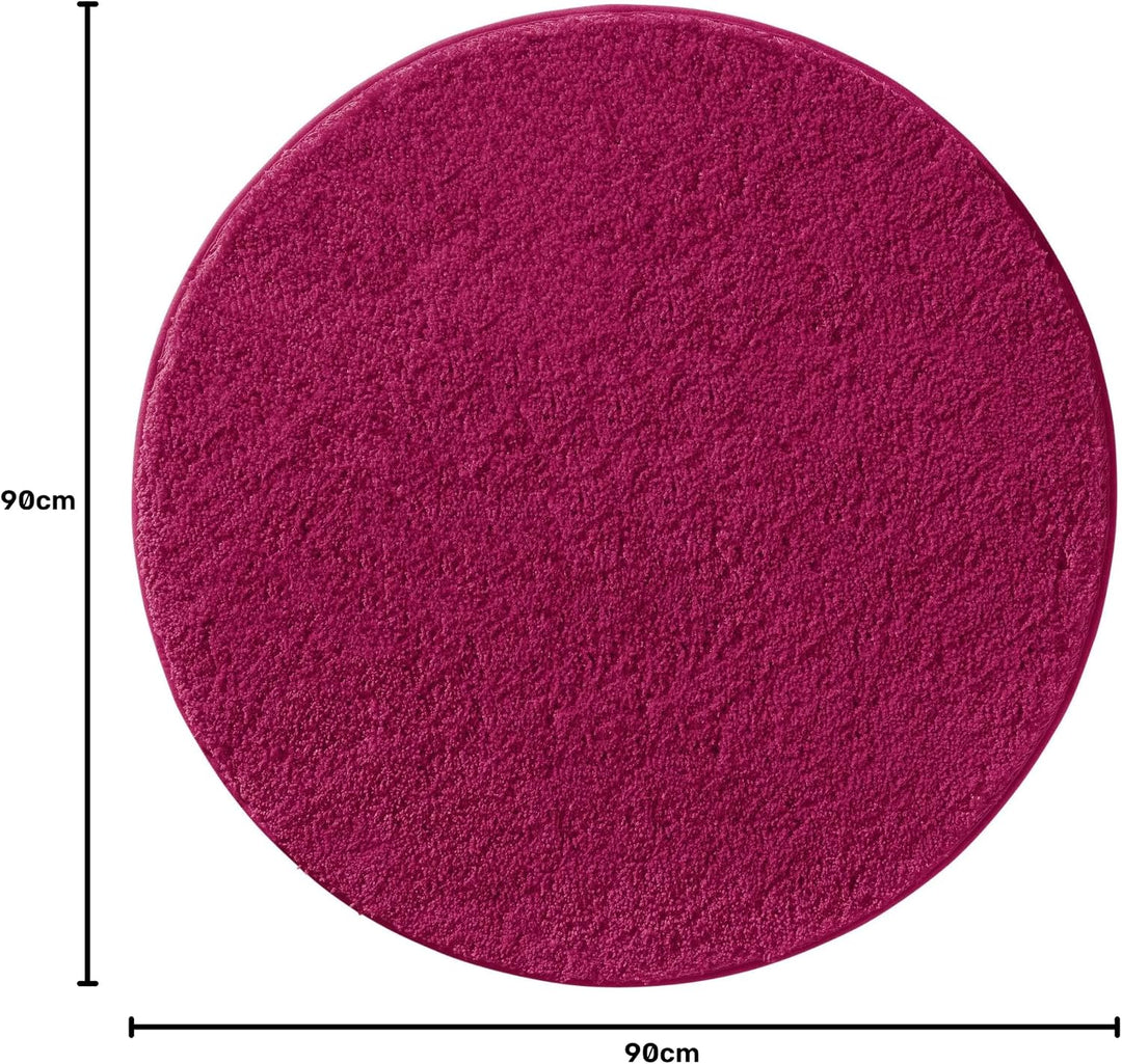 Erwin Müller Badematte, Badteppich, Badvorleger Rhodos Uni rutschhemmend Fuchsia Grösse rund: 90 cm