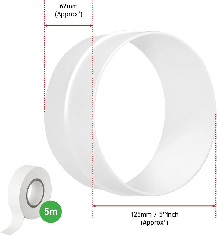 SPARES2GO PVC Erweiterungssatz Rohr für flexiblen Schlauch für Frigidaire Klimaanlage (6m, 5 Zoll)