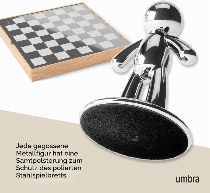 Umbra Buddy Schachspiel, Eschenholz, Natur, 36 x 36 x 6 cm, 33-Einheiten Modern, Modern