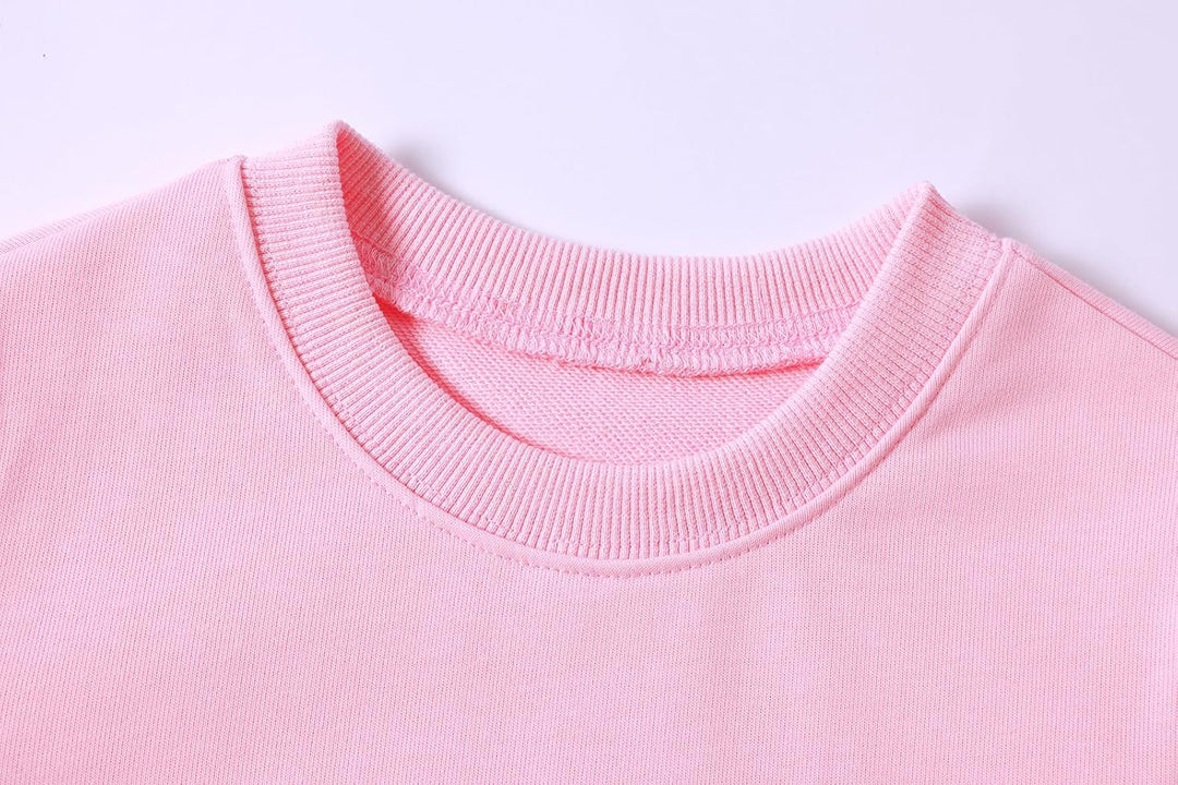 Pullover mit Rundhalsausschnitt aus Baumwolle, Langarm, für Jungen und Mädchen 6 Jahre Rosa, 6 Jahre