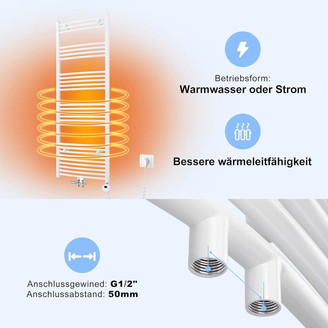 SONNI Badheizkörper Elektrisch Handtuchwärmer mit Heizstab Geraden Elektrischer Handtuchtrockner für