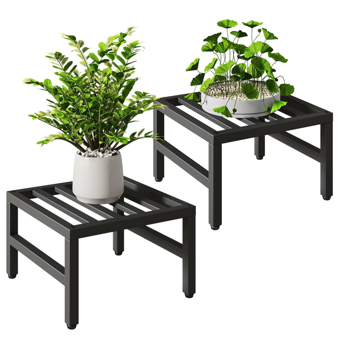 IBUYKE 2 Stück Metall Pflanzenständer für Innen Aussen, 30cm Heavy Duty Kleiner Blumentopfständer, M