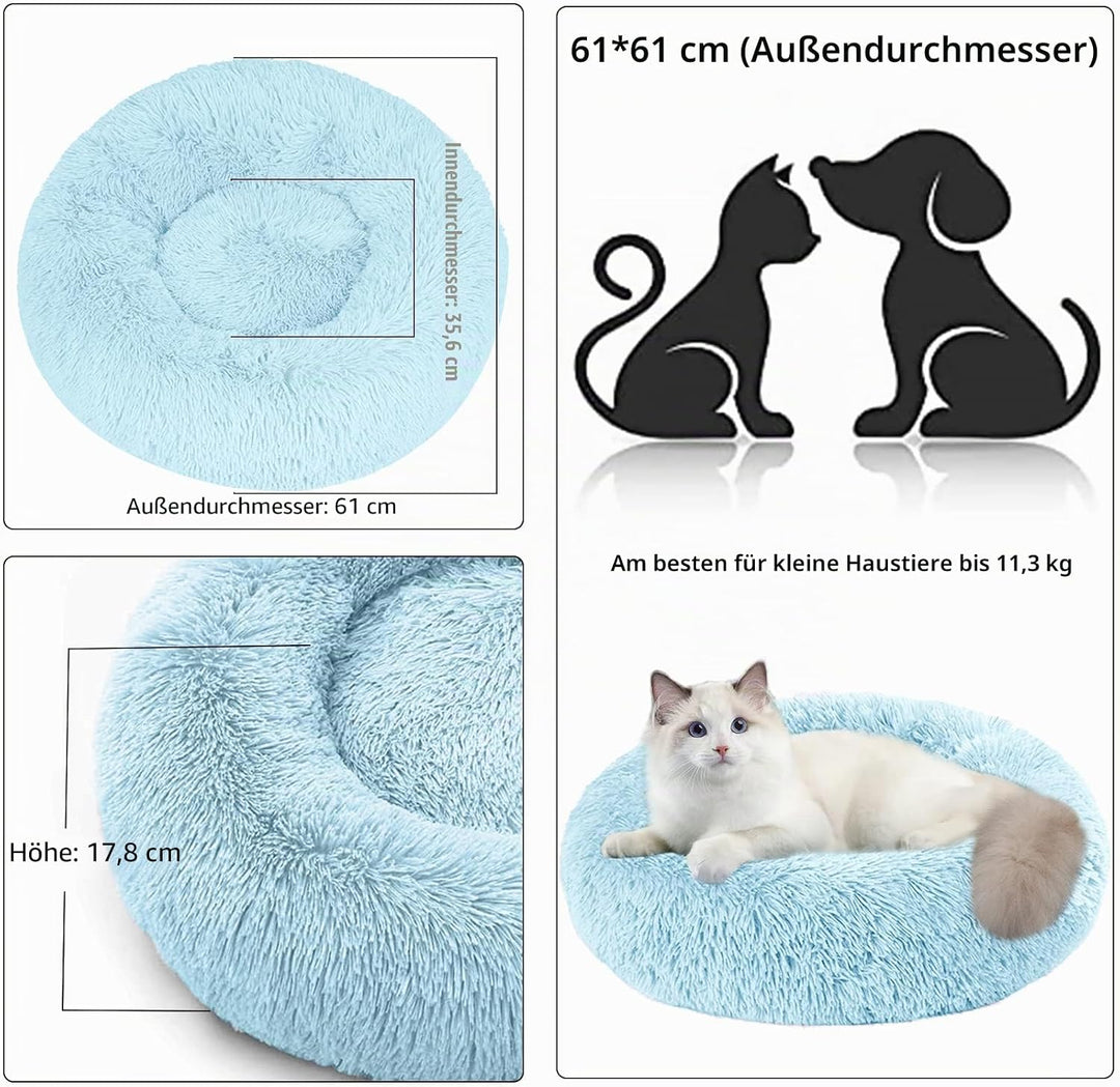 Nisrada Katzenbetten für Indoor-Katzen, 60cm Hundebett für kleine Melium grosse Hunde, waschbares, r