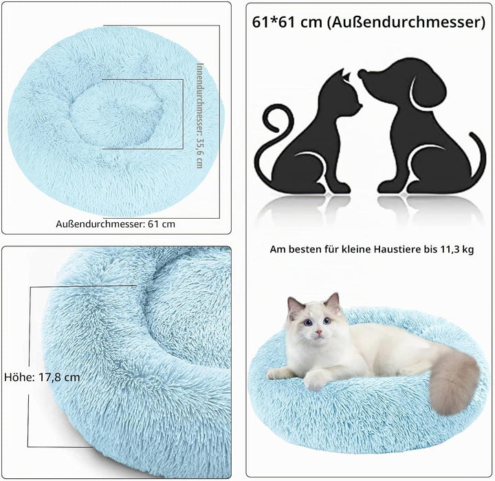 Nisrada Katzenbetten für Indoor-Katzen, 60cm Hundebett für kleine Melium grosse Hunde, waschbares, r
