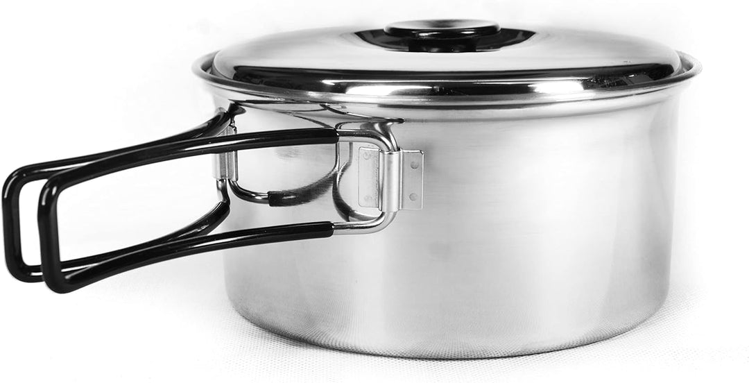 2 Personen Edelstahl Kochtopf-Set Kochgeschirr Camping Kochset Campinggeschirr, Silber