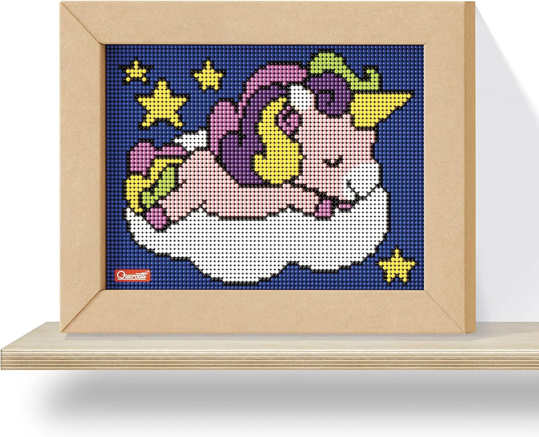 QUERCETTI 0795 Quercetti-0795 Pixel Art Kawaii Design Einhorn Steckspiel, Multicolor