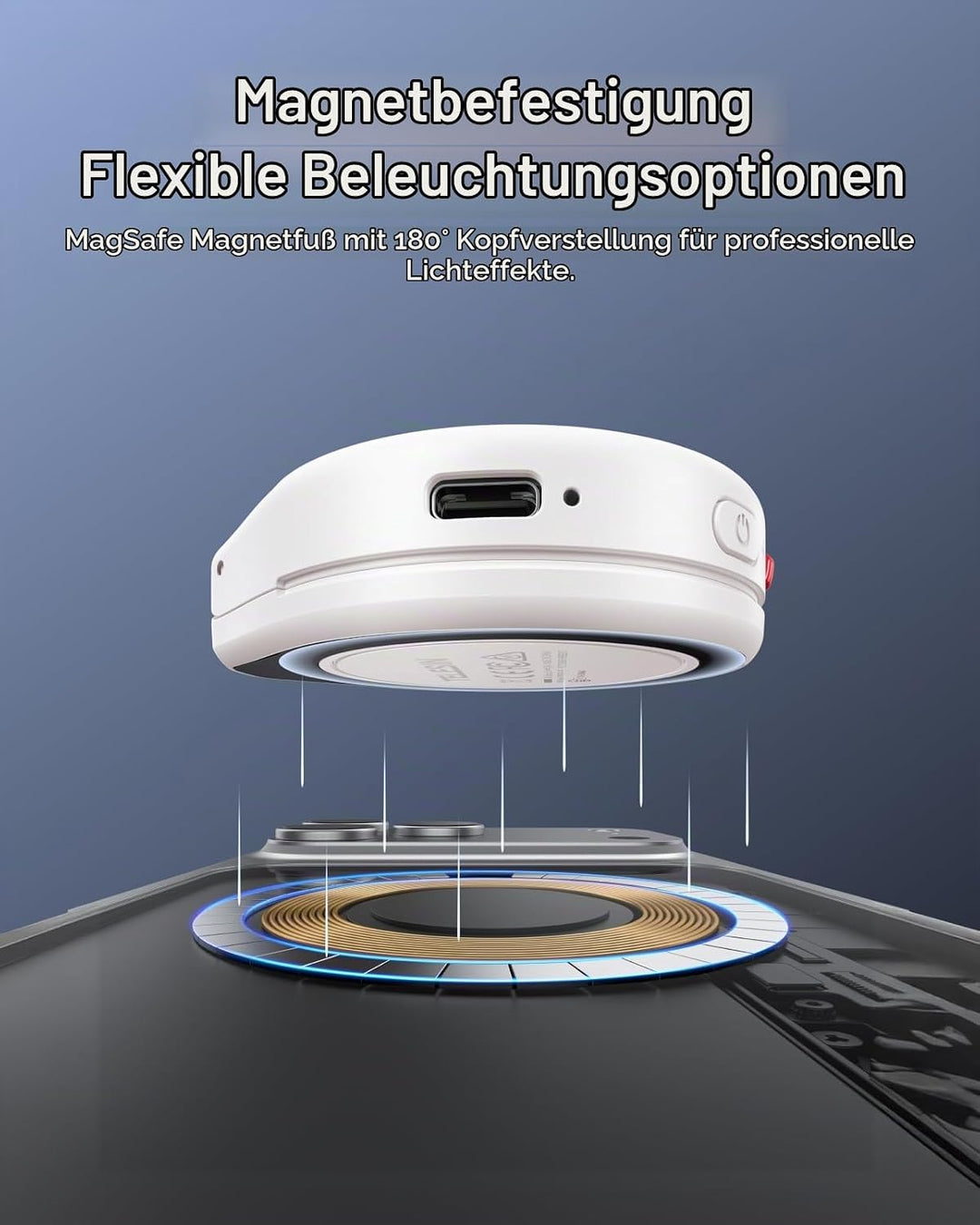 TELESIN 2-in-1 Magnetische Selfie-Leuchte mit Blitzlicht, MagSafe-kompatibel, CRI 85+, 5000 Lux Ring