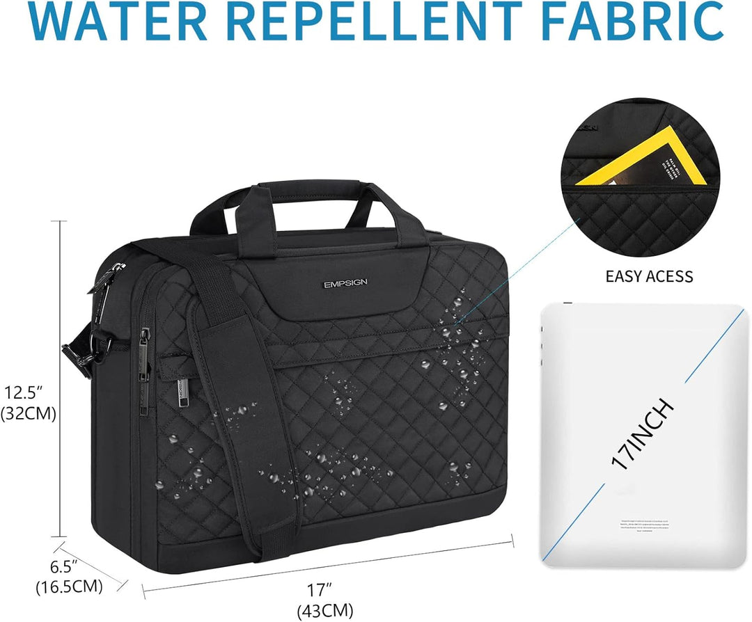EMPSIGN Laptop Tasche 17 Zoll Laptoptasche für Herren Damen, Wasserdicht Erweiterbare Bussiness Akte