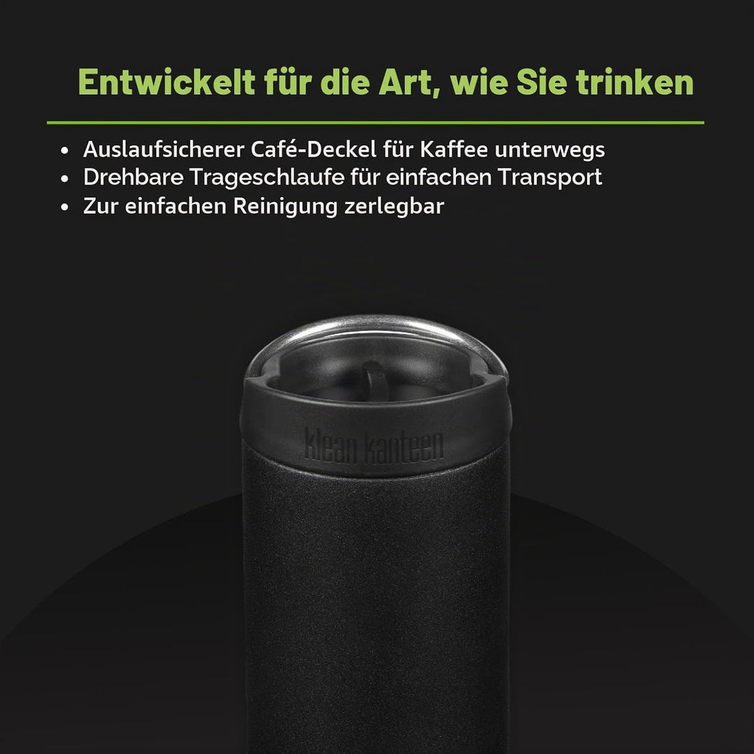 Klean Kanteen Herren tkwide Vi Trinkflasche Einheitsgrösse Schwarz, Einheitsgrösse Schwarz