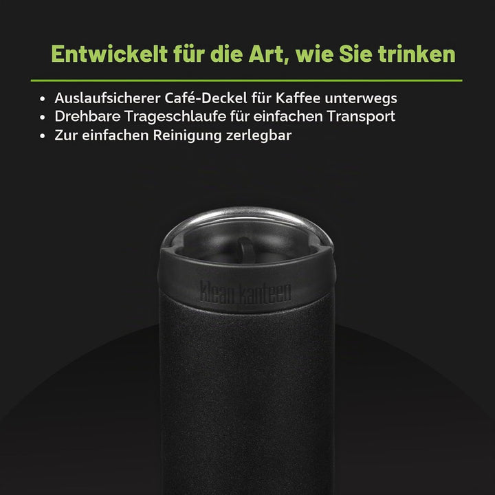 Klean Kanteen Herren tkwide Vi Trinkflasche Einheitsgrösse Schwarz, Einheitsgrösse Schwarz