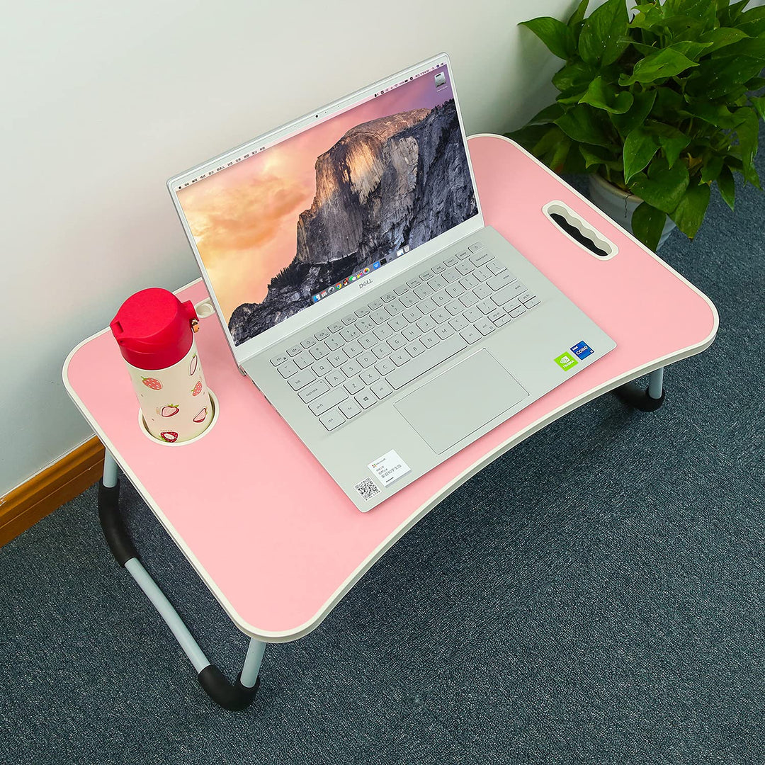 Verstellbarer Laptop-Schreibtisch, faltbarer Arbeitstisch mit Getränkehalter, rutschfestes Kissen, l