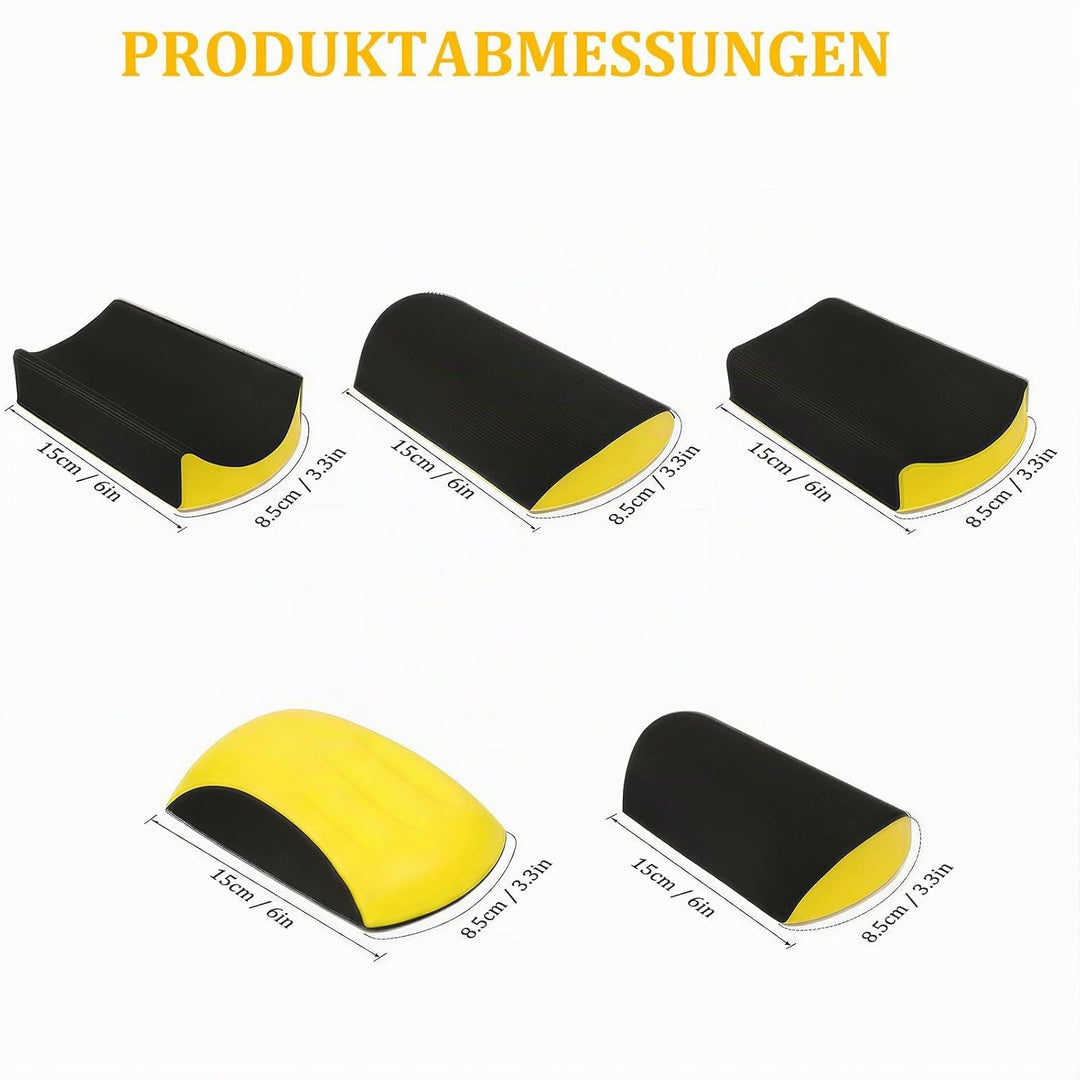5 Stück 6 Zoll Manueller Schleifklotz: Handschleifer Set mit Klett, Hand Schleifklotz für Schleifpap