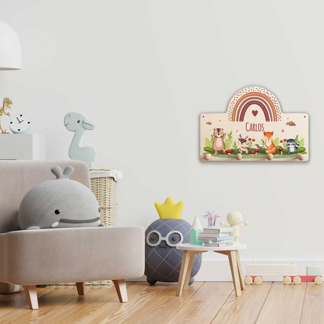 GRAVURZEILE Personalisierte Kindergarderobe - Tiergruppe Waldtiere - Personalisiert mit Name - Garde