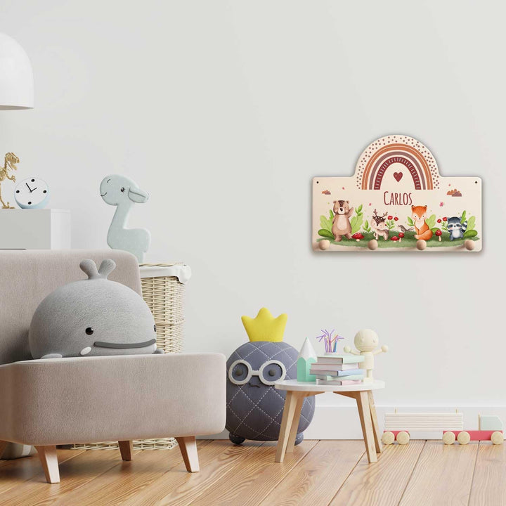 GRAVURZEILE Personalisierte Kindergarderobe - Tiergruppe Waldtiere - Personalisiert mit Name - Garde