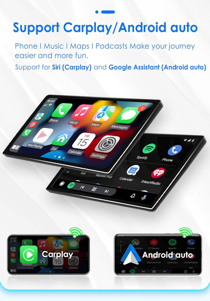 Auto Radio Autospieler GPS Navi Navigation Carplay/Android Autoradio 10 Zoll HD-Touchscreen USB Blue