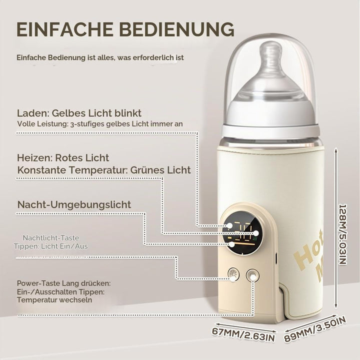 Flaschenwärmer Baby Unterwegs, Tragbarer Baby Flaschenwärmer mit LCD-Display 8000mAh Milchwärmer Bab