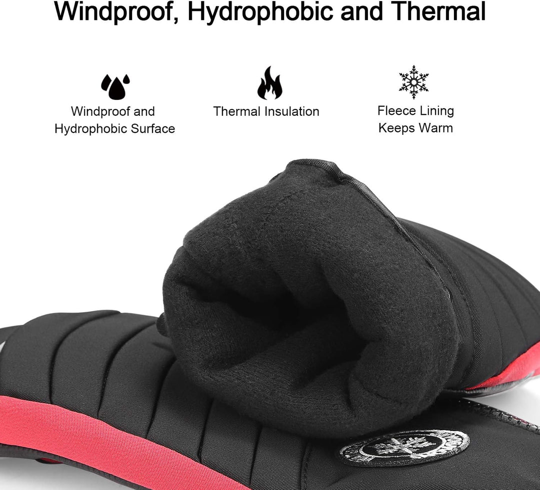 KUTOOK Skihandschuhe Ziegenleder Fäustlinge Wasserdicht Warm Winter Snowboard Handschuhe Winddicht W
