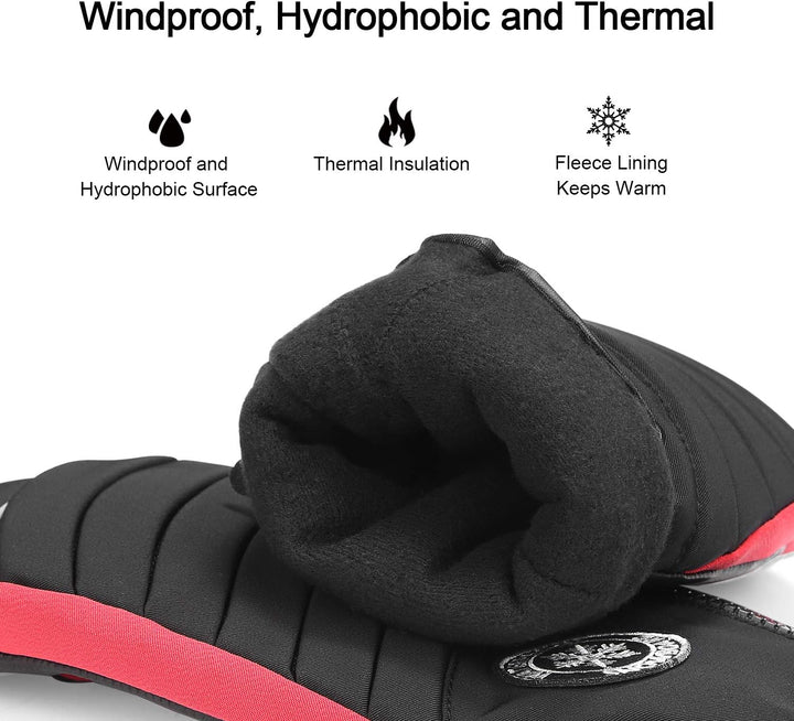 KUTOOK Skihandschuhe Ziegenleder Fäustlinge Wasserdicht Warm Winter Snowboard Handschuhe Winddicht W
