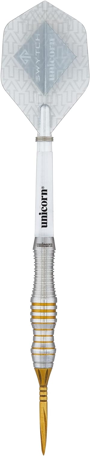 Unicorn Steel Tip Darts Set | Swytch | 80% Natural Tungsten Barrels with Black, Blue, Golden or Ross