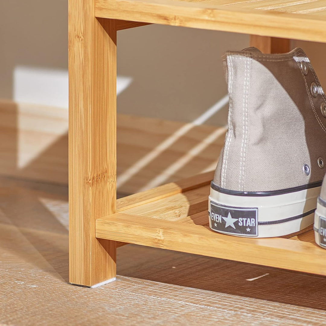 SoBuy FSR49-N Schuhbank mit Sitzkissen und Schublade Sitzbank Schuhregal Bambus BHT ca.: 55x46x30cm