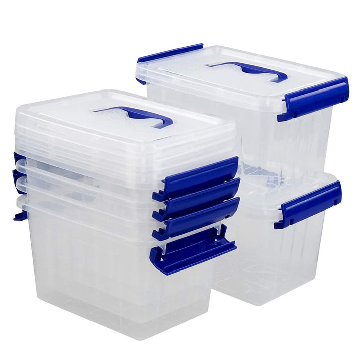 Xowine 3 L Aufbewahrungsbox aus durchsichtigem Kunststoff, Set mit 6 kleinen Verriegelungsbox-Behält