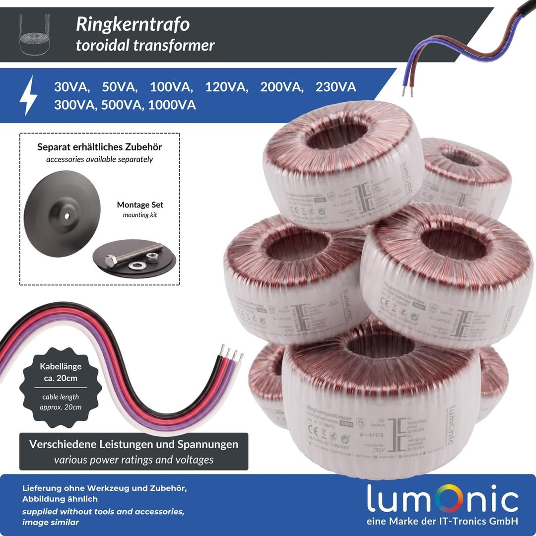 Sedlbauer Ringkerntrafo Transformator 500VA 2x12V für Audio, Industrie, Halogen und Schienensysteme