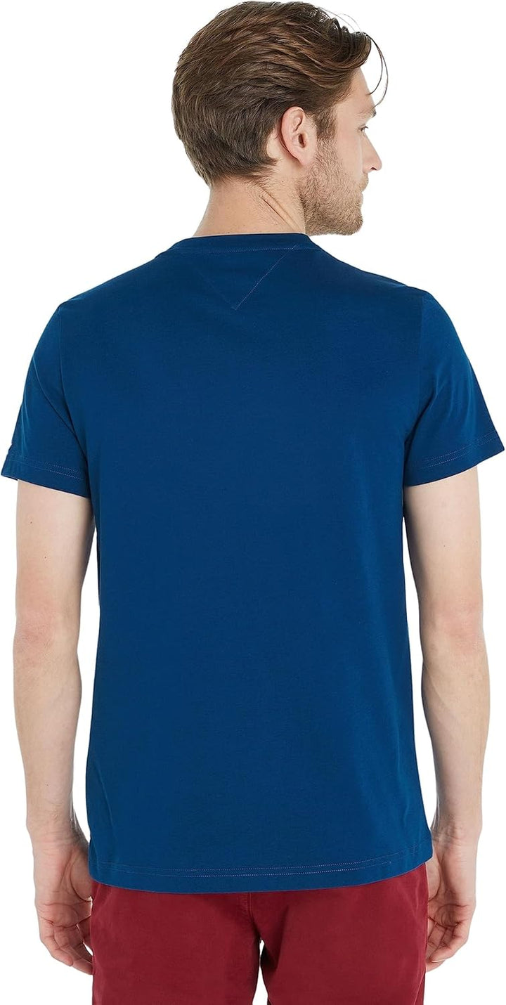 Tommy Hilfiger Herren T-Shirt Kurzarm Tommy Logo Rundhalsausschnitt M Blau (Deep Indigo), M Blau (De