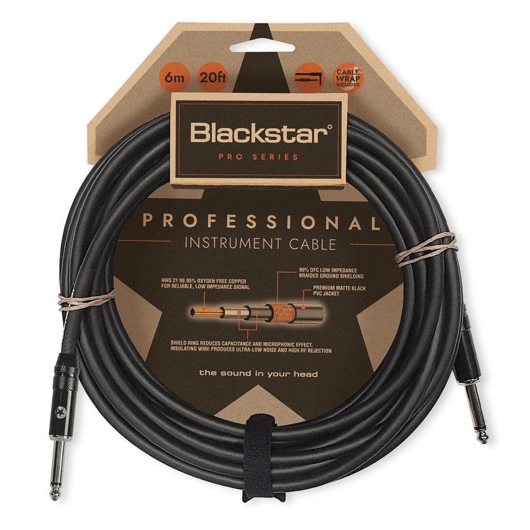 BLACKSTAR Pro Series Instrumentenkabel, gerade, ¼ Zoll Klinke auf gerade ¼ Zoll Klinke für Bass/E-Gi