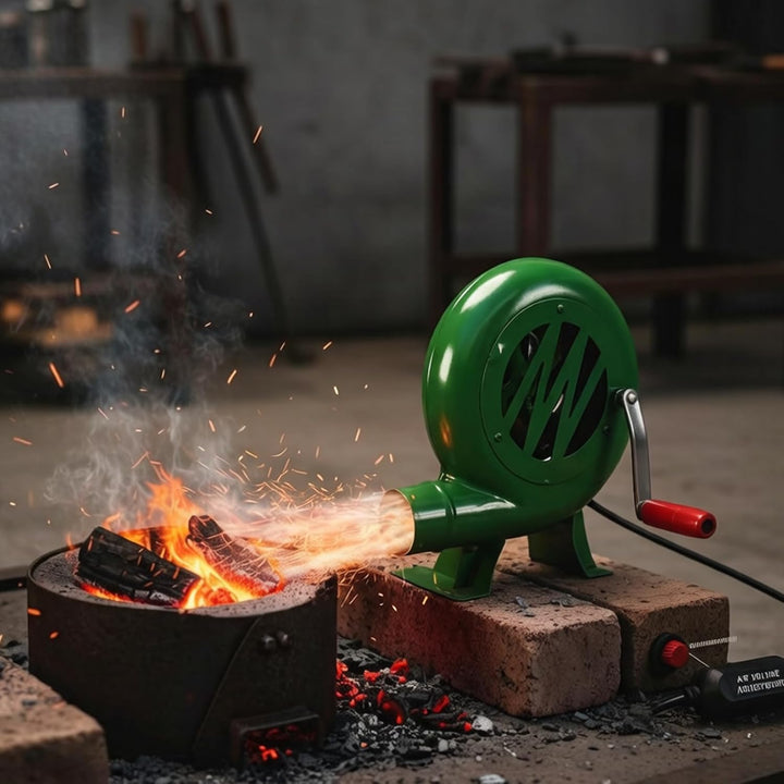 Forge Blower BBQ Fan & Fire Blower, 8W Portable Hand Crank for Outdoor Grilling, Fireplace, Forge, C