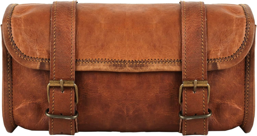 The Vintage Stuff Leder Lenkertasche Braun Sattel Motorradtasche Fahrrad Werkzeugtasche Buff Leder R