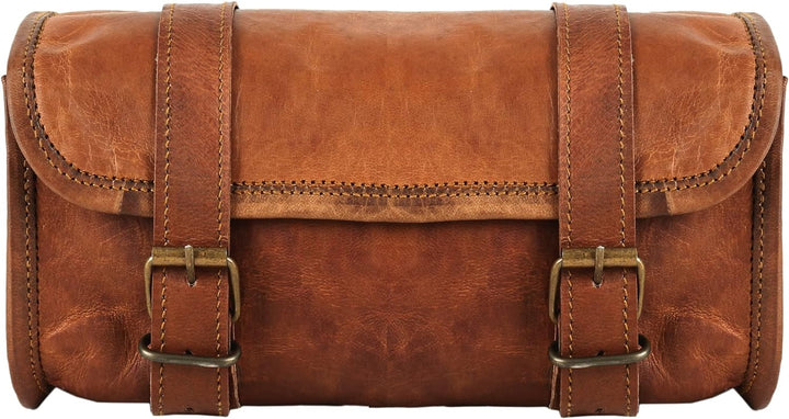 The Vintage Stuff Leder Lenkertasche Braun Sattel Motorradtasche Fahrrad Werkzeugtasche Buff Leder R