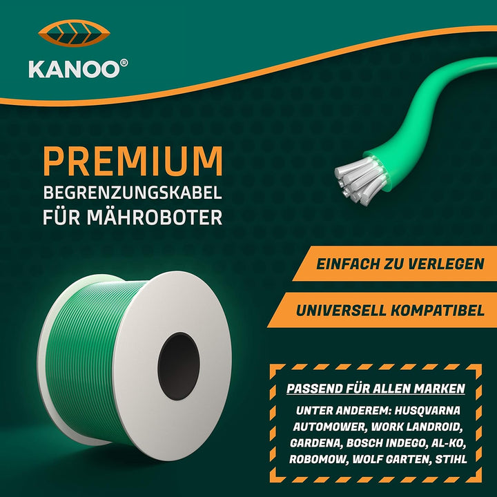 kanoo® Begrenzungskabel für Mähroboter – Universell kompatibel – Begrenzungsdraht aus Qualitätskupfe