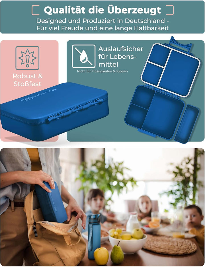 My Vesperbox® Brotdose für Kinder mit Fächern Liv [MADE IN GERMANY] - Lunchbox mit Trennfächern - Be