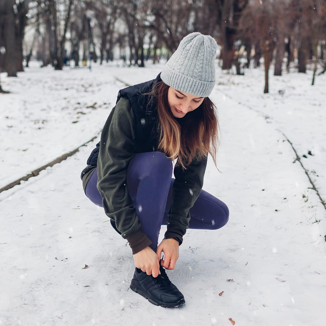 ineepor Thermo Leggings Damen Outdoor mit Fleece Gefütterte Leggins Taschen Hohe Taille Winter wasse