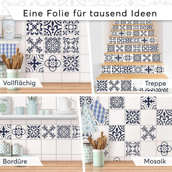 40 Stück Fliesenfolie für Küche und Bad 10x10 cm - Mosaikfliesen, Fliesensticker - selbstklebende Fl