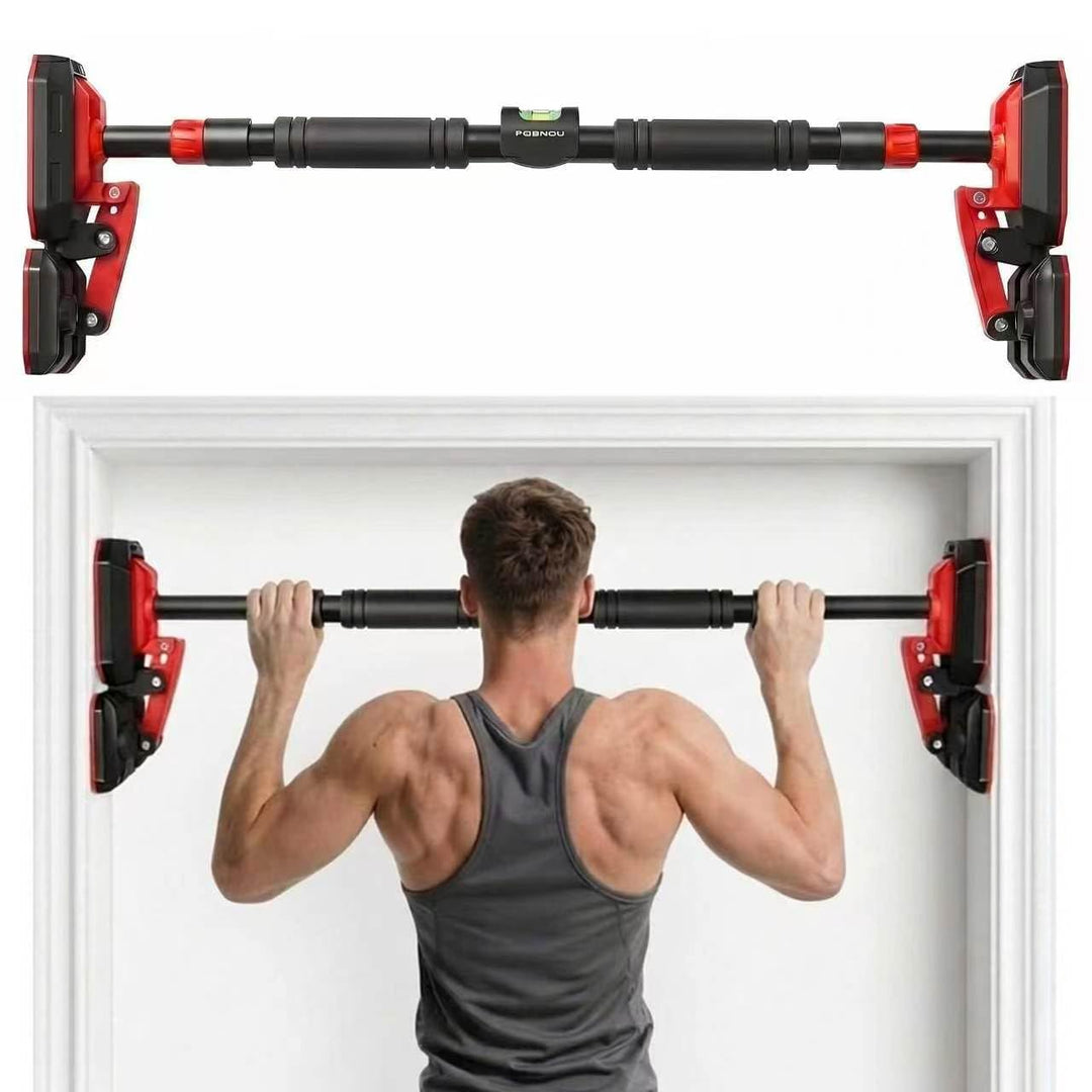 No-Drill Heavy-Duty Pull-Up Bar, Adjustable 96–145 cm for Hallways, Comes with 2 Pull Rings, Home Up