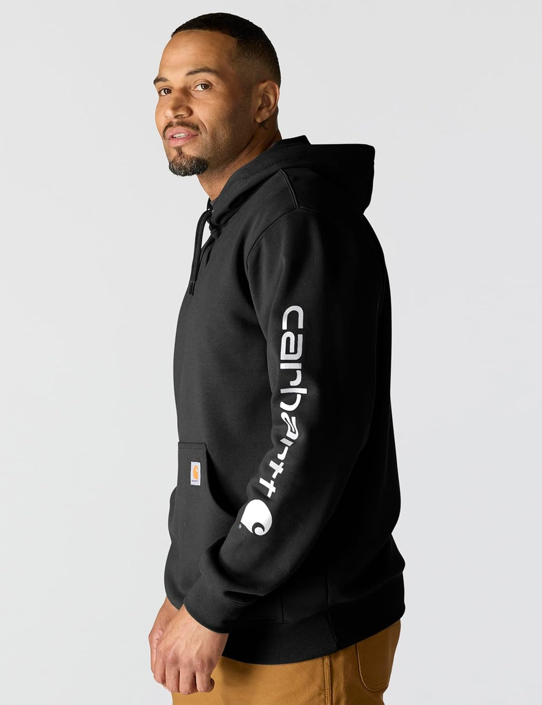 Carhartt Herren Sleeve Logo Hooded Sweatshirt Kapuzenpullover XS Schwarz, XS Schwarz